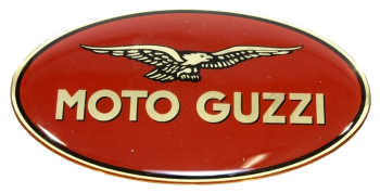 Moto Guzzi Aufkleber oval, rot, rechts 83x45mm erhaben