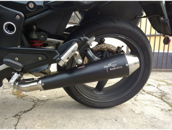 Agostini Mandello silencer, black stainless steel, conical, EC approval – Moto Guzzi Breva, Norge