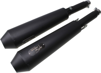 Agostini silencer set, tapered, black stainless steel, Euro 4 – Moto Guzzi V9