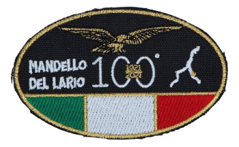 Toppa Moto Guzzi «100 anni», piccola, ovale, 10 x 6,2 cm