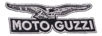 Toppa Moto Guzzi «Logo», nero-argento, 10 x 3,5 cm