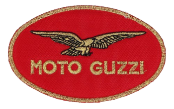 Toppa Moto Guzzi ovale, rossa, 9,8 x 6,1 cm