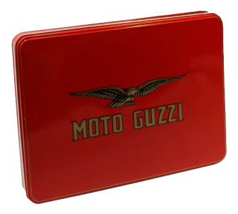 Scatola di latta Moto Guzzi rossa, 31,5x24x4 cm