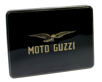 Scatola di latta Moto Guzzi nera, 31,5x24x4 cm