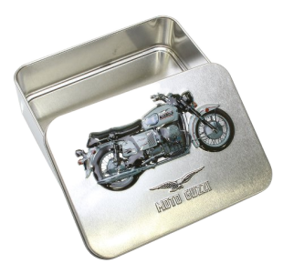 Scatola di latta Moto Guzzi «V7 Spezial», argento, 14x10x4 cm