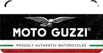 Insegna di latta Moto Guzzi «Italian Motorcycles», 10 x 20 cm