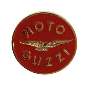 Pin storico Moto Guzzi, rosso-oro, tondo 20 mm