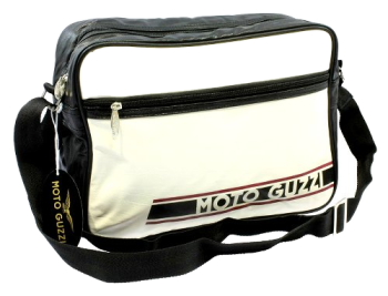 Borsa a tracolla Moto Guzzi bianca stile V7, 35x25x11 cm