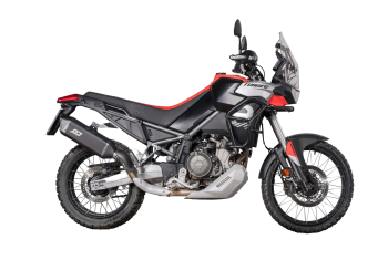 QD-EXHAUST Aprilia Tuareg 660 (2022–2024) – Slip-on Tourance Dark Titanium – fitted to the motorcycle