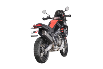 Preview: QD-EXHAUST Aprilia Tuareg 660 (2022–2024) – Slip-on Tourance Dark Titanium – fitted to the motorcycle