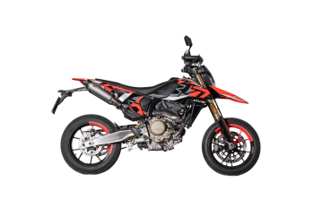 QD-EXHAUST Ducati Hypermotard 698 (Euro 5+) – Slip-on Tri-Cone Titanium Carbon – fitted to the motorcycle