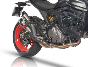 Preview: QD-EXHAUST Ducati Monster 937 (Euro 5) – Slip-on Twin Gunshot Titanium – detail view