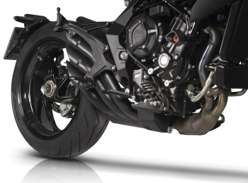 QD-EXHAUST MV Agusta 675/800 (Euro 4/5) – Slip-on Power Gun Dark – Detailansicht