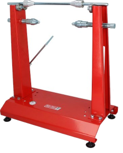 Roter SD-TEC Auswuchtbock mit kugelgelagerter Achse und Zentrierhilfe