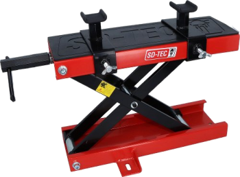 Roter SD-TEC Scherenheber mit Gummiauflage und Adaptersatz