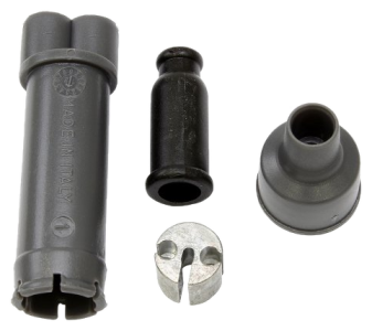Black Tommaselli thermoplastic throttle cable splitter for Moto Guzzi