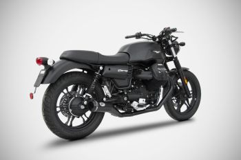 Preview: ZARD Full kit 2-1 conical round black stainless steel for Moto Guzzi V7 III