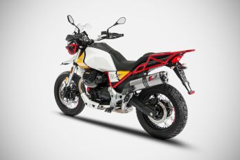 Preview: ZARD 2-into-1 slip-on in stainless steel on a Moto Guzzi V85 TT