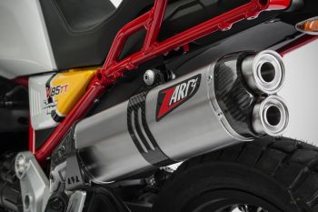 Preview: ZARD 2-into-1 slip-on in stainless steel on a Moto Guzzi V85 TT