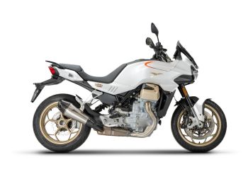 Preview: ZARD Slip-on 2-1 with carbon end cap titanium for Moto Guzzi V100 Mandello