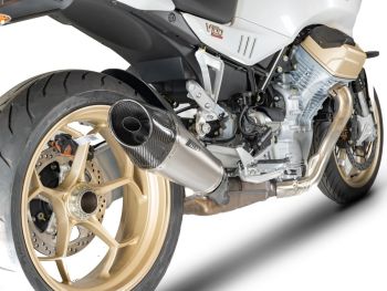 Preview: ZARD Slip-on 2-1 with carbon end cap titanium for Moto Guzzi V100 Mandello