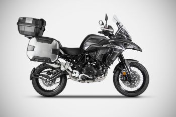 Preview: ZARD Slip-on Edelstahl mit Carbon-Endkappe für Benelli TRK 502 X