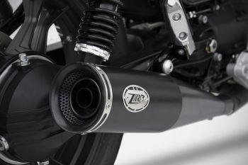 Preview: ZARD Zuma Slip-on 2-2 Edelstahl schwarz für Moto Guzzi V7 III