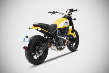 Preview: ZARD Zuma Slip-on tief gelegt Edelstahl für Ducati Scrambler 800