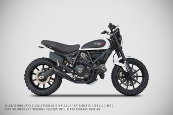 Preview: ZARD Zuma Slip-on tief gelegt Edelstahl für Ducati Scrambler 800