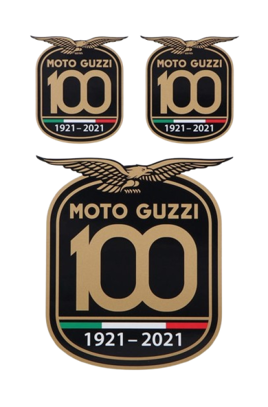 100 Jahre Moto Guzzi Aufklebersatz 1921-2021, 3-teilig