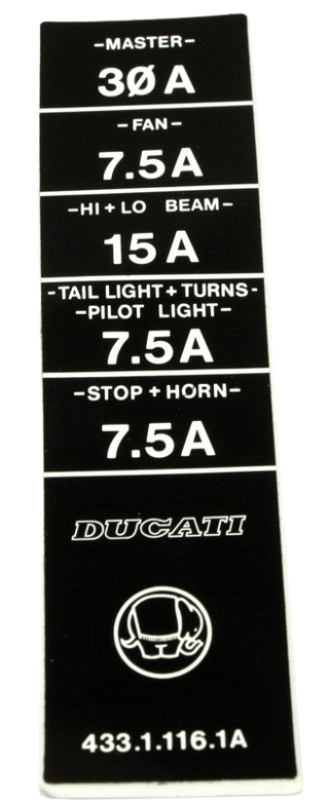 Ducati Aufkleber Sicherungskastendeckel - 851 & 888