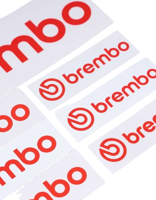 Brembo Sticker 8x2,5 cm, weißer Hintergrund
