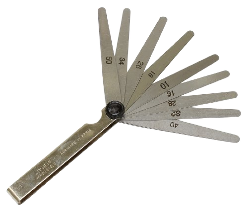 Kit spessimetri 0,10–0,50 mm a passi di 0,02 mm, 21 lamine
