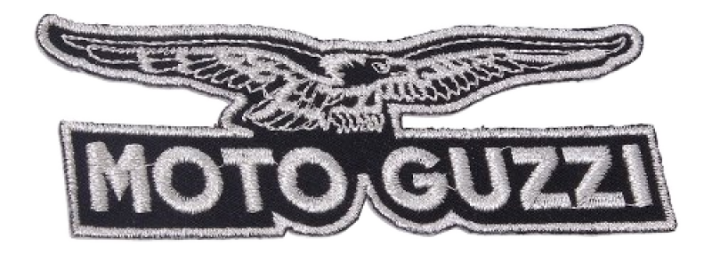 Toppa Moto Guzzi «Logo», nero-argento, 10 x 3,5 cm