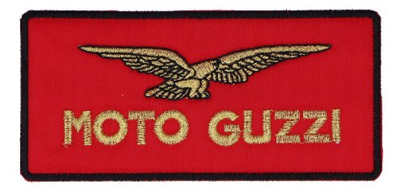 Toppa Moto Guzzi rettangolare, rossa, 11,2 x 5,3 cm