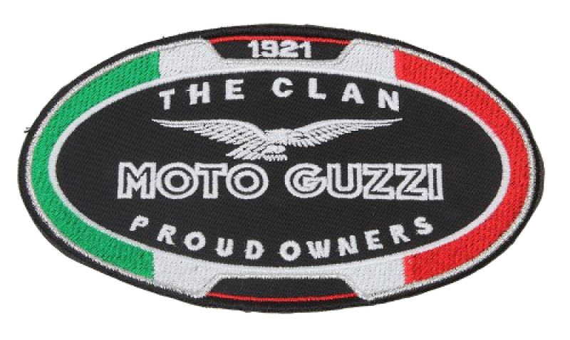 Toppa Moto Guzzi «The Clan», tricolore, 15 x 9,4 cm