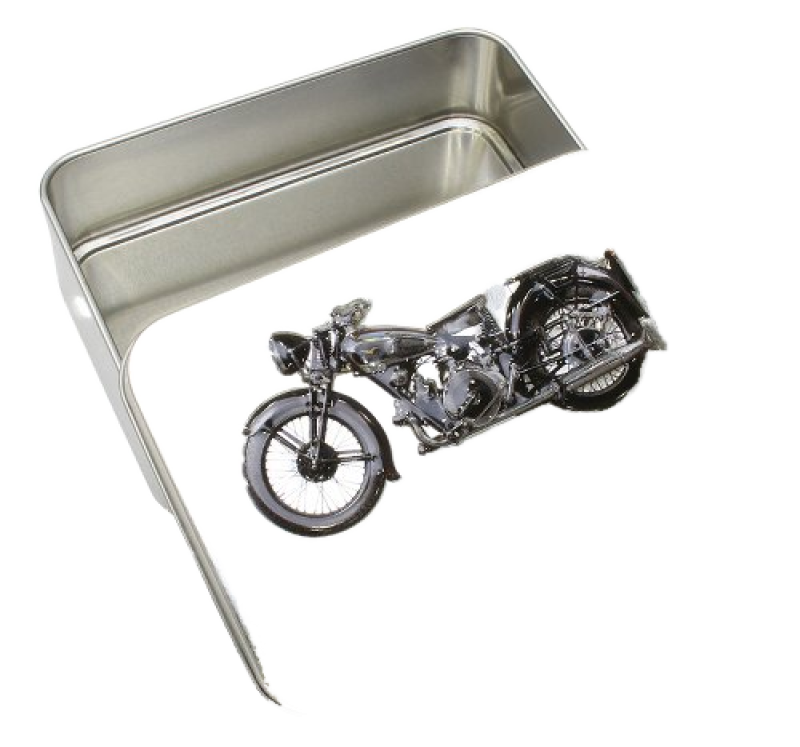Scatola di latta Moto Guzzi «Airone», argento, 14x10x4 cm