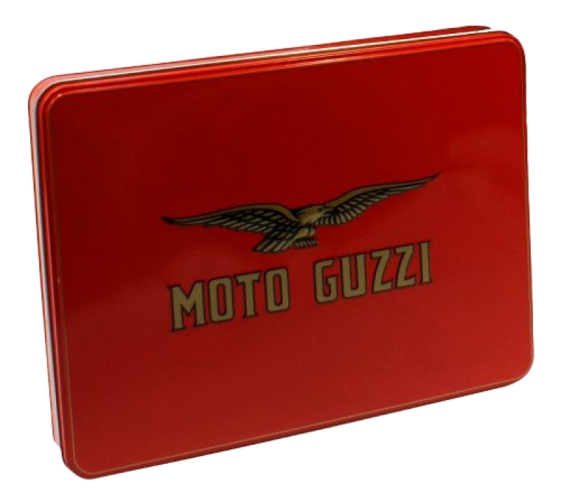 Scatola di latta Moto Guzzi rossa, 31,5x24x4 cm