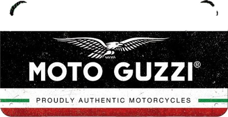 Insegna di latta Moto Guzzi «Italian Motorcycles», 10 x 20 cm