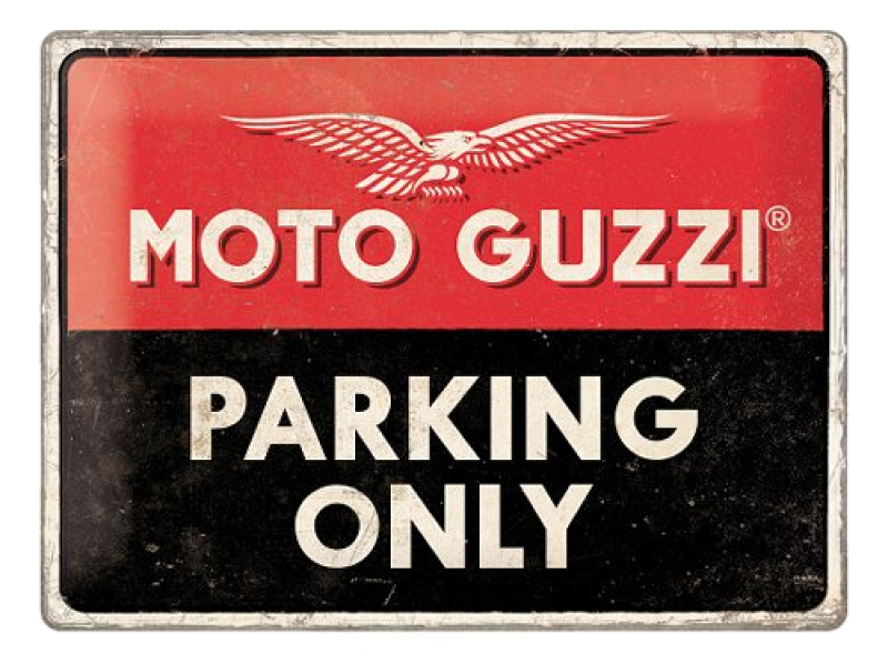 Insegna di latta Moto Guzzi «Parking Only», 30x40 cm