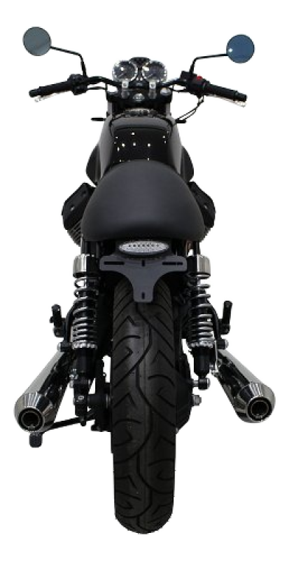 Moto Guzzi Kennzeichenhalter Alu mit LED-Rücklicht, weißes Glas – V7 I, II, III