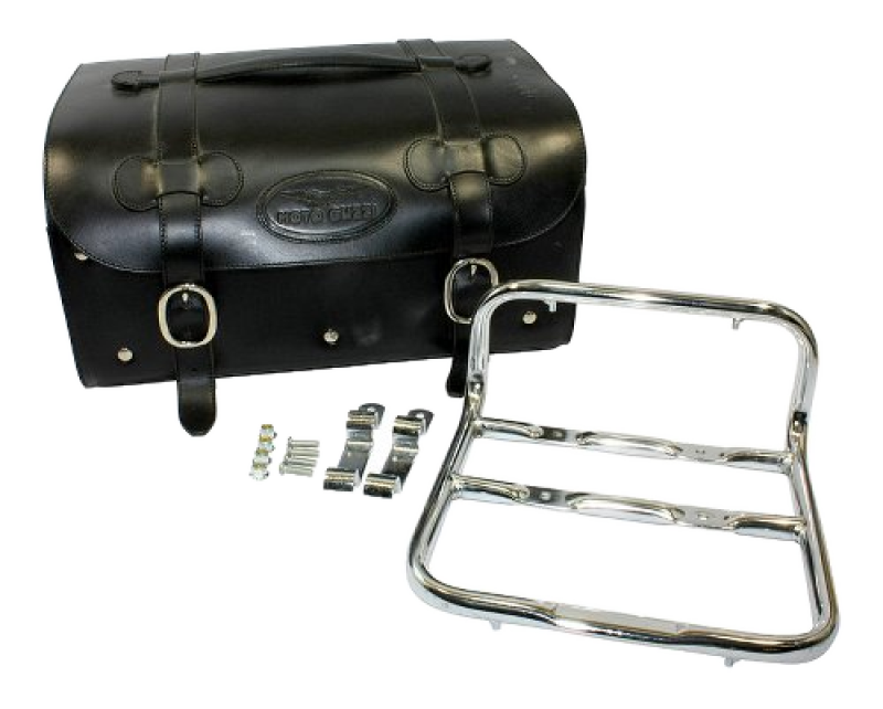 Bauletto in pelle con supporto cromato Moto Guzzi – 350/750 Nevada Club – originale