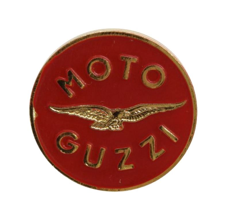 Pin storico Moto Guzzi, rosso-oro, tondo 20 mm
