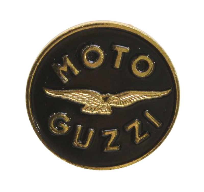 Pin storico Moto Guzzi, nero-oro, tondo 20 mm