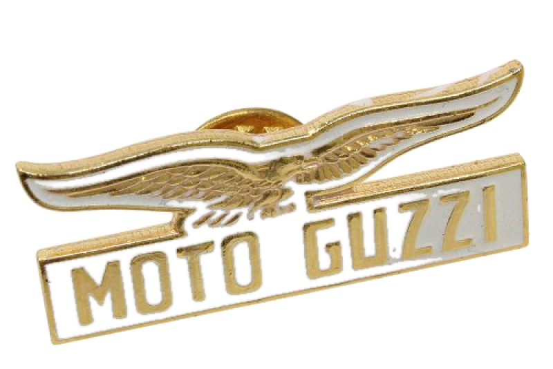 Pin storico Moto Guzzi, oro bianco, 35x15 mm