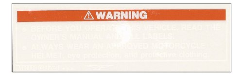 Adesivo serbatoio «Warning» Moto Guzzi – Breva, Nevada, Griso, Norge, California