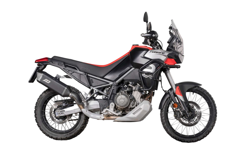 QD-EXHAUST Aprilia Tuareg 660 (2022–2024) – Slip-on Tourance Dark Titanium – fitted to the motorcycle