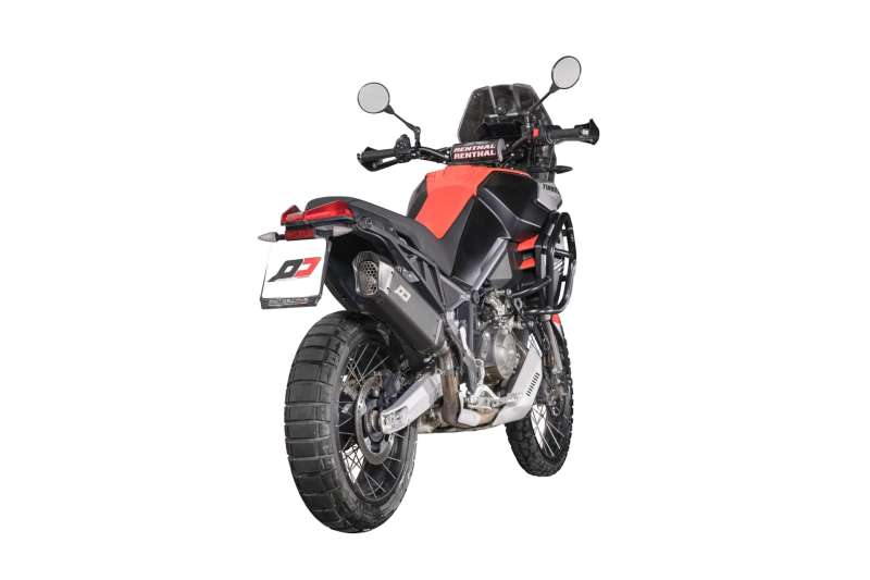 QD-EXHAUST Aprilia Tuareg 660 (2022–2024) – Slip-on Tourance Dark Titanium – fitted to the motorcycle
