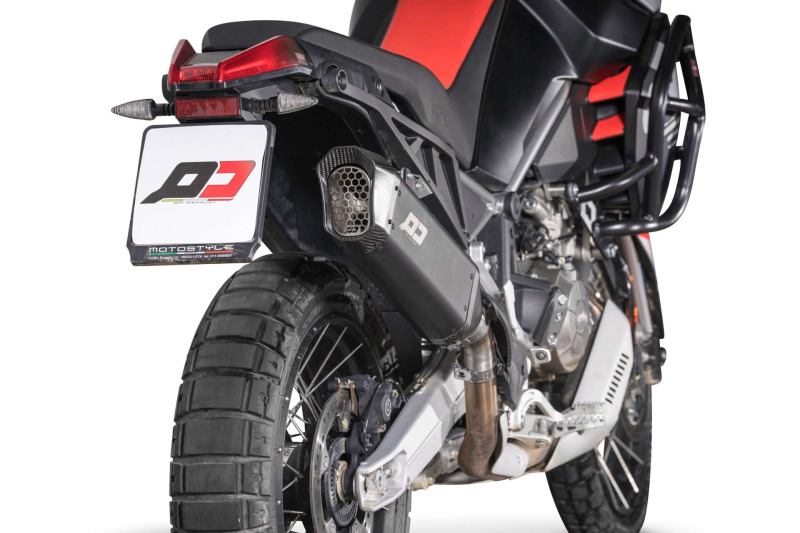 QD-EXHAUST Aprilia Tuareg 660 (2022–2024) – Slip-on Tourance Dark Titanium – detail view