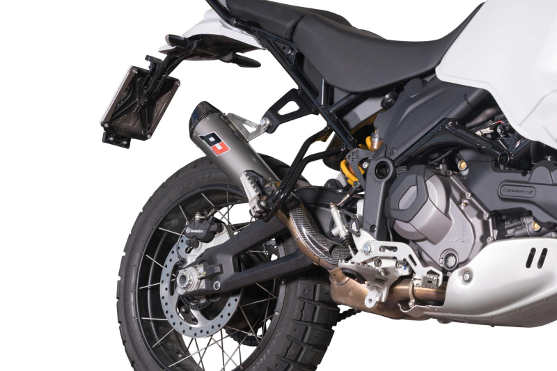 QD-EXHAUST Ducati DesertX (Euro 5) – Slip-on Tri-Cone Titanium Carbon – detail view